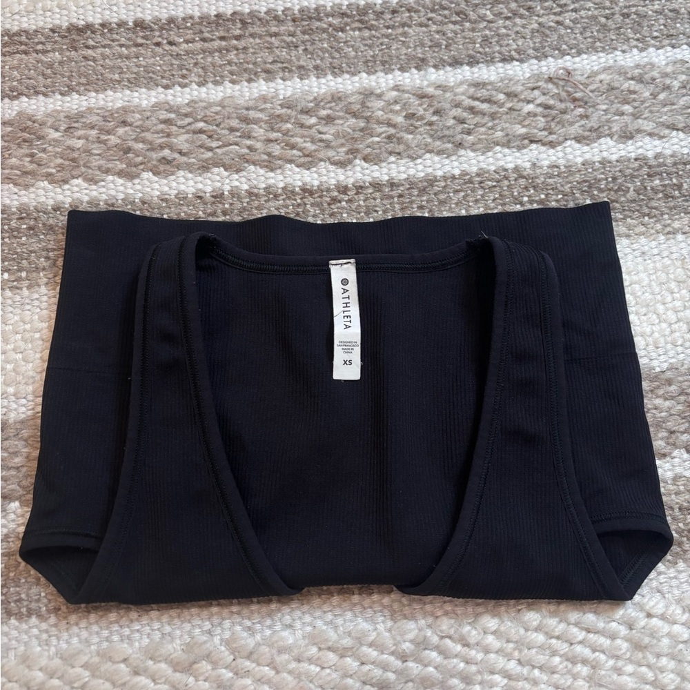 athleta Black Ribbed Sleeveless Top